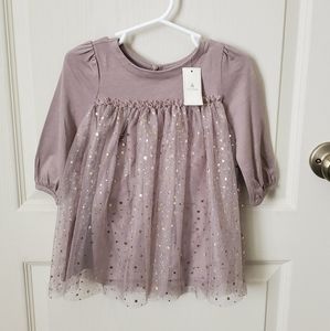 Gap gray dress with gold stars